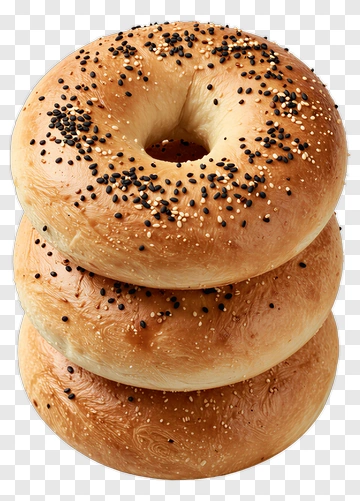 Stack Of Bagels With Sesame Seeds PNG