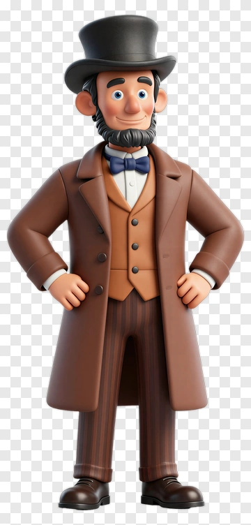 Cartoon Gentleman In A Brown Suit With Top Hat PNG