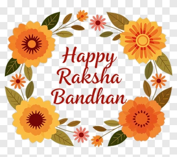 Happy Raksha Bandhan Floral Wreath PNG