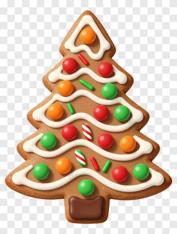 Gingerbread Christmas Tree Decorated With Candy PNG