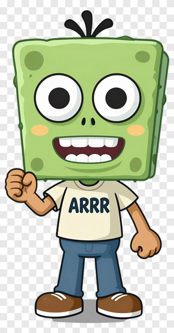 Cartoon Character With Arrr T-Shirt PNG