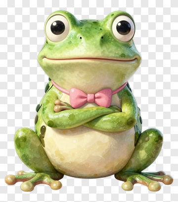 3D Frog Wearing A Pink Bow Tie PNG