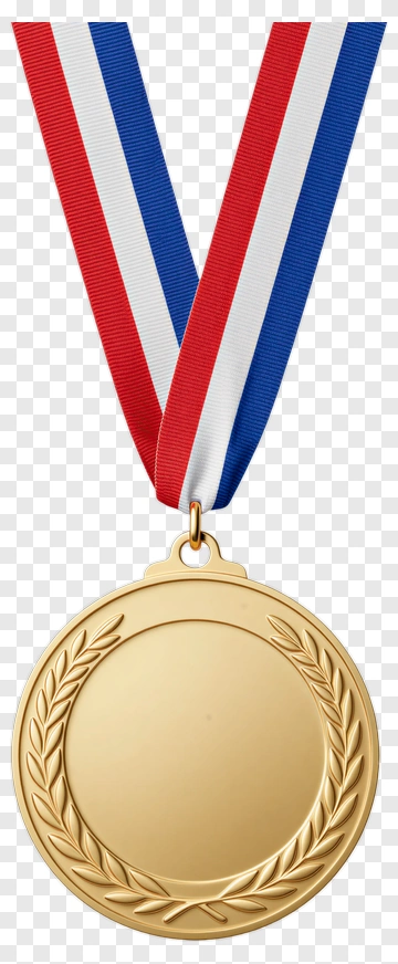 Gold Medal With Red, White, And Blue Ribbon PNG