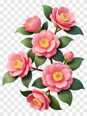 Colorful Camellia Flower Arrangement PNG
