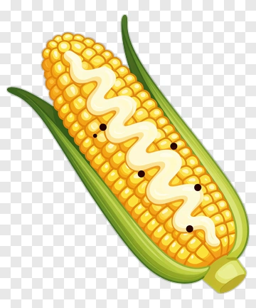 Cartoon Corn On The Cob With Butter PNG
