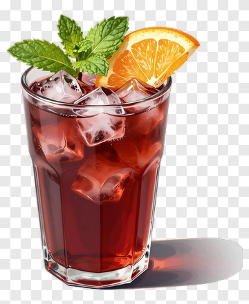 Refreshing Drink With Mint And Orange Slice PNG