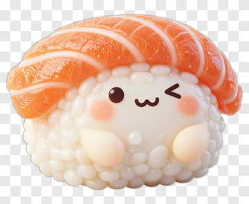 Cute Sushi Character With Salmon Topping PNG