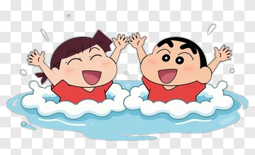 Cartoon Children Playing In Water PNG