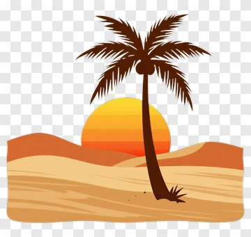 Palm Tree At Sunset In Desert Landscape PNG