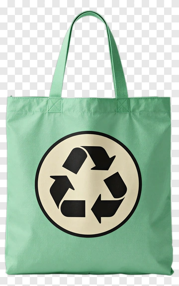 Reusable Green Tote Bag With Recycling Symbol PNG