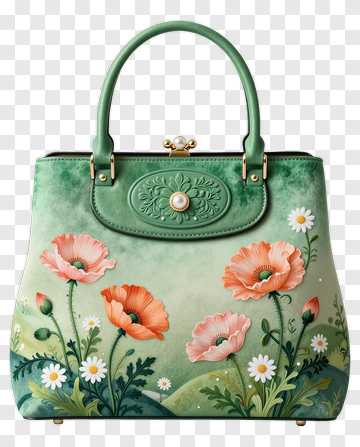 Floral Handbag With Poppies And Daisies PNG