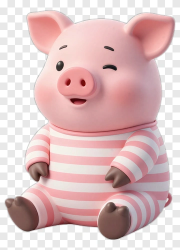 3D Cartoon Pig Character PNG