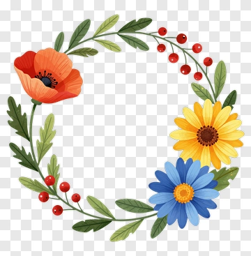 Colorful Floral Wreath PNG