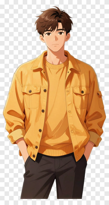 Young Man In Yellow Jacket PNG