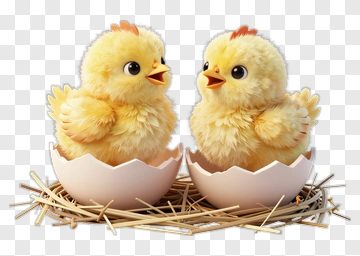 Cute Chicks Hatching From Eggs PNG