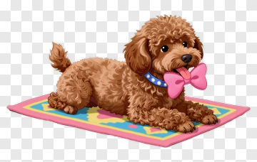 Cartoon Dog Holding A Pink Bow PNG