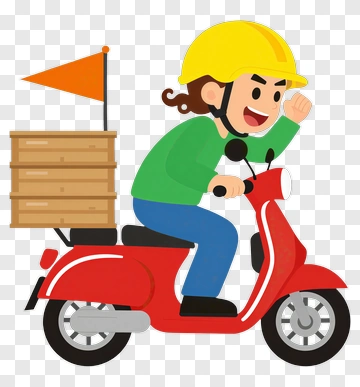 Delivery Person Riding A Scooter PNG