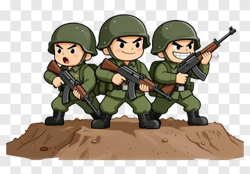 Cartoon Soldiers With Rifles PNG