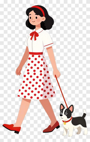 Woman Walking A Dog PNG