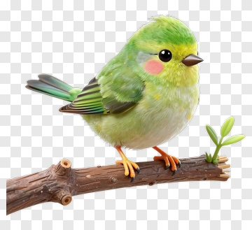 Cute Green Bird Sitting On A Branch PNG