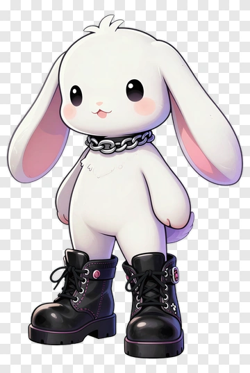 Cartoon Bunny Wearing Black Boots PNG