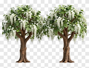 Pair Of Flowering Trees PNG
