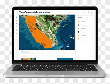 Laptop Displaying California Map And Website Interface PNG