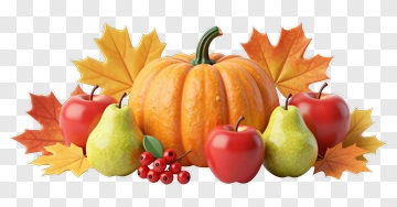 Autumn Pumpkin With Apples And Pears PNG