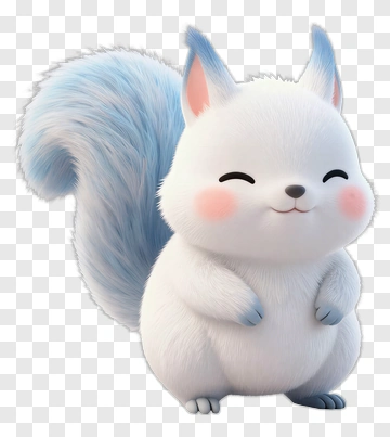 3D Cute White Squirrel PNG