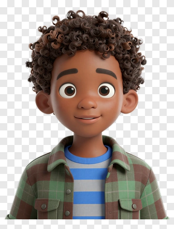 3D Boy With Curly Hair PNG