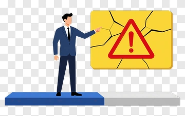 Businessman Pointing At Warning Sign PNG