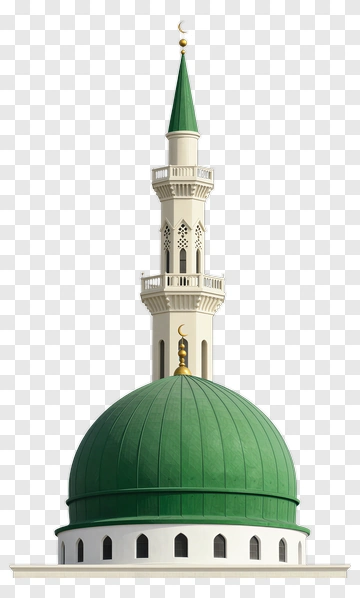 Green Dome Mosque With Minaret PNG