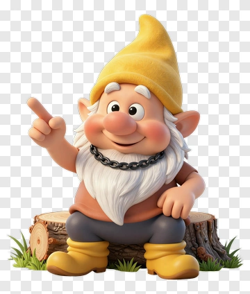 Cartoon Gnome Sitting On A Log PNG