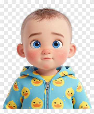 3D Baby With Duck Hoodie PNG