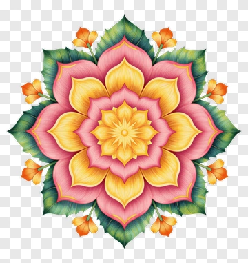 Colorful Floral Mandala Design PNG
