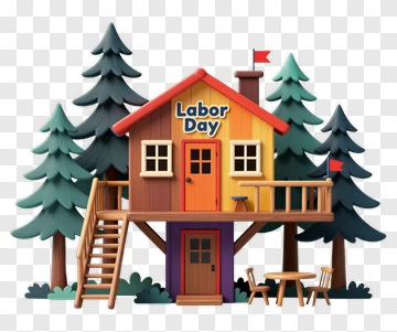 Colorful Treehouse For Labor Day PNG