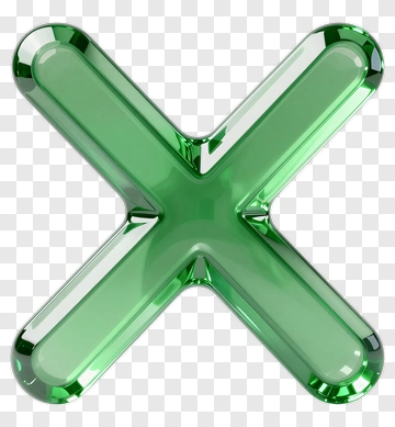 Green Glass X Symbol PNG