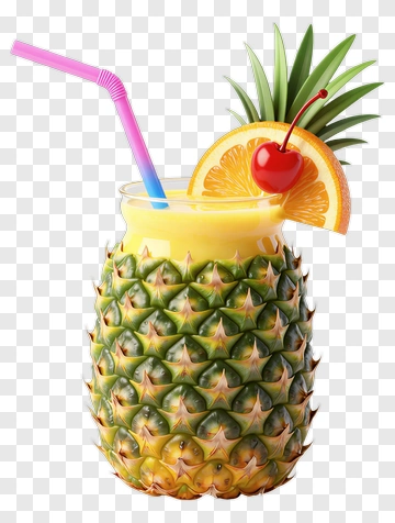 Pineapple Drink With Orange Slice And Cherry PNG