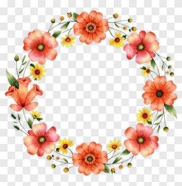 Colorful Floral Wreath PNG