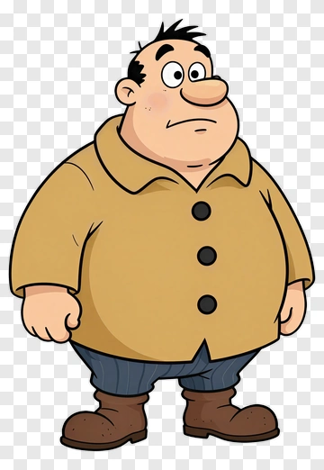 Cartoon Man In A Brown Jacket PNG