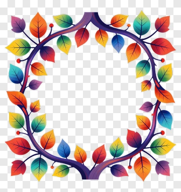 Colorful Leaf Frame PNG