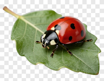 Ladybug On A Leaf PNG