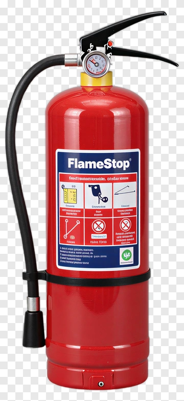 Red Fire Extinguisher With Safety Instructions PNG