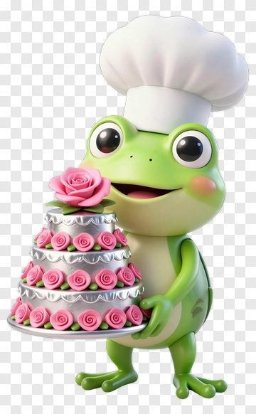 Cartoon Frog Chef Holding A Wedding Cake PNG