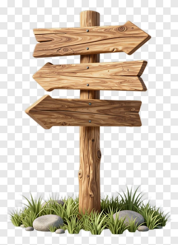 Wooden Signpost With Directional Arrows PNG