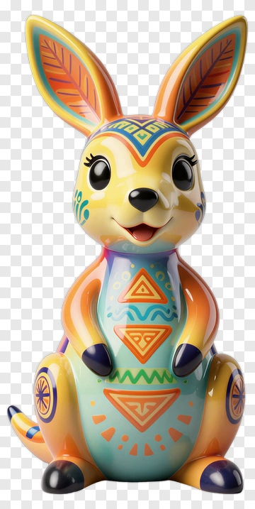 Colorful Decorative Rabbit Figurine PNG