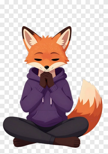 Kawaii Fox Character In Purple Hoodie PNG