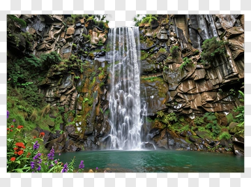 Waterfall Cascading Into A Serene Pool PNG