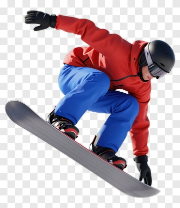 Snowboarder Jumping In Red And Blue Gear PNG