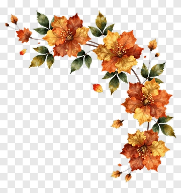 Autumn Floral Arrangement With Orange And Yellow Leaves PNG